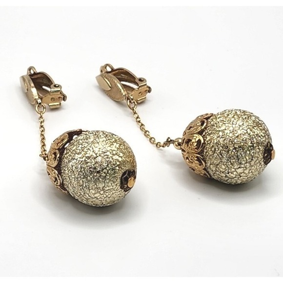 Lewis Segal Jewelry - Lewis Segal California Signed Designer Vintage Gold Tone Dangle Drop Earrings